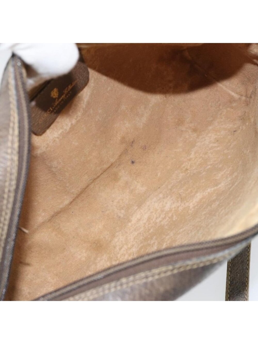 Authentic GUCCI GG Supreme Web Sherry Line Bag PVC Beige Gold 24 02 005 - Picture 3 of 16
